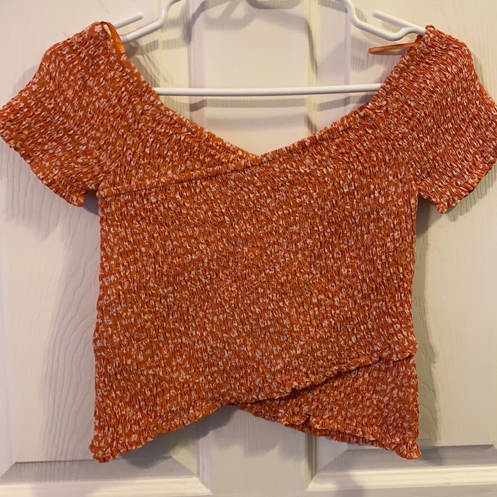 Orange elastic crop top, size S